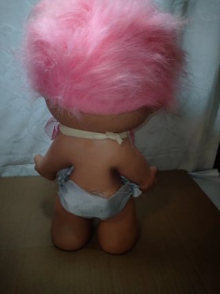 Muñeco Troll Antiguo Rosa
