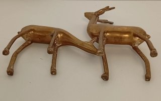 FIGURAS PAREJA CIERVOS BRONCE