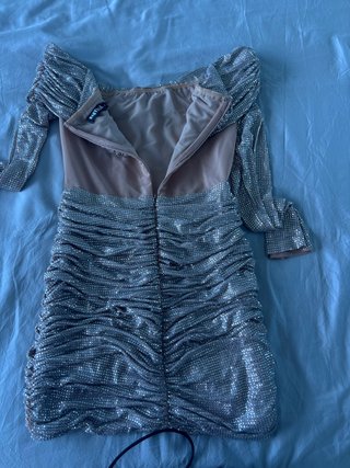 Vestido fiesta corto plateado Babyboo Talla S