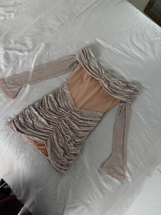Vestido fiesta corto plateado Babyboo Talla S