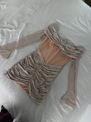 Vestido fiesta corto plateado Babyboo Talla S