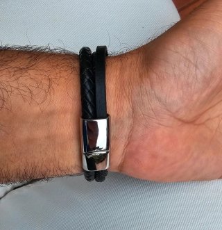 Pulsera Piel y Acero Hombre