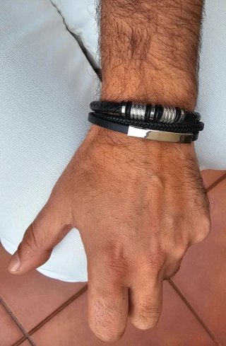Pulsera Piel y Acero Hombre