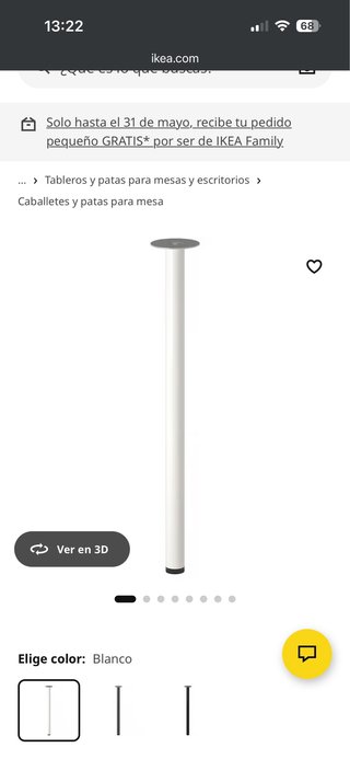 Pata de mesa IKEA ADILS blanca