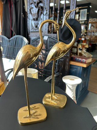 Pareja Garzas Latón Vintage Años 70