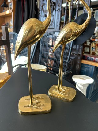 Pareja Garzas Latón Vintage Años 70