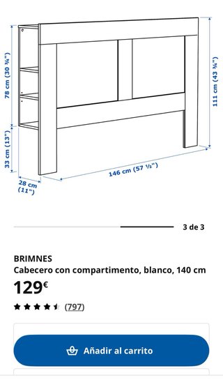 Cabecero Ikea Brimnes Blanco