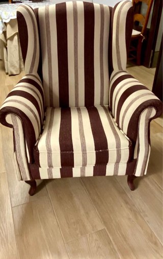 Sillón Isabelino Rayas Beige y Marrón