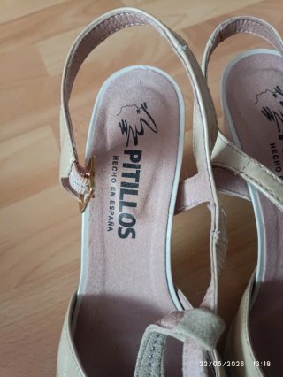 Sandalias Pitillos Beige Tacon