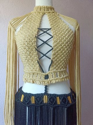 Vestido Macramé amarillo y Negro