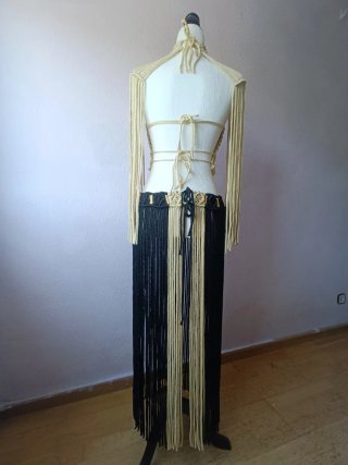 Vestido Macramé amarillo y Negro