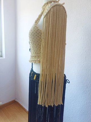 Vestido Macramé amarillo y Negro