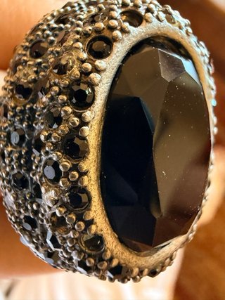 Anillo Grande Negro Cromado