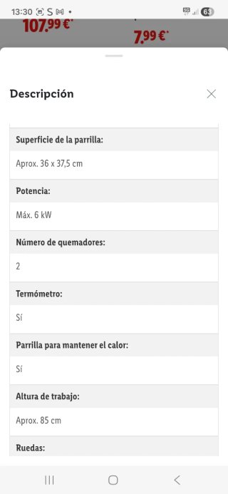 Barbacoa Lidl 2 quemadores Gas
