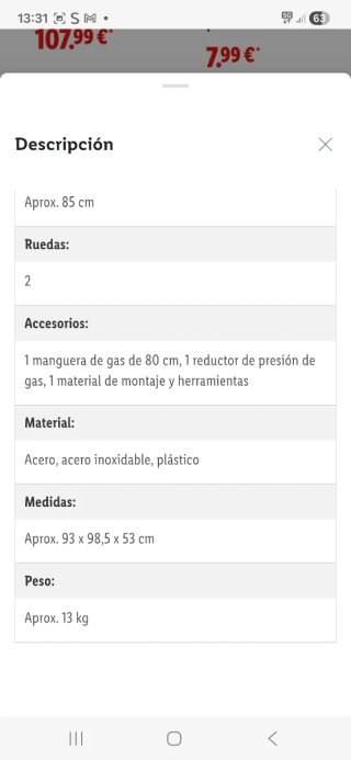 Barbacoa Lidl 2 quemadores Gas