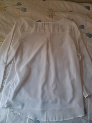Blusa gasa blanca manga larga