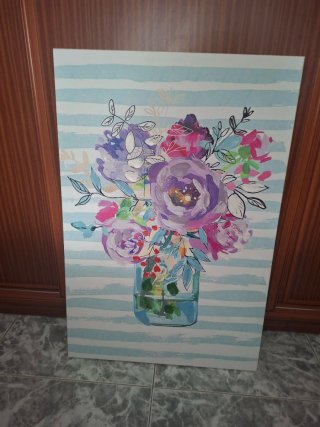 Cuadro decorativo flores jarra azul