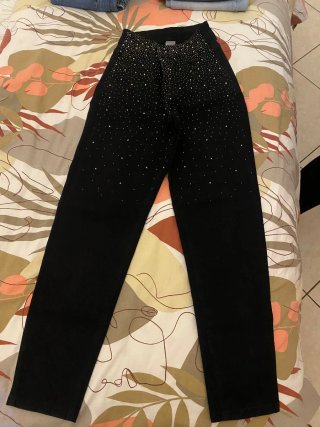 Pantaloni neri donna con strass