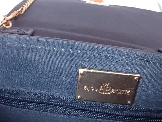 Bolso cartera azul y camel