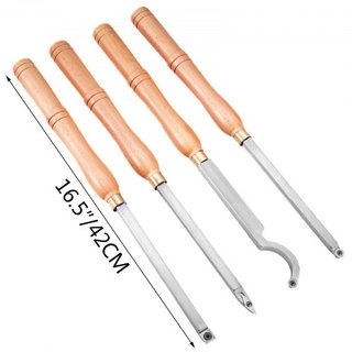 Herramientas de Torneado de Madera para Torno Set de 4 Piezas, Herramientas de Torno de Carburo con Cortadores en Forma de Diamante, Redondos, Cuadrados, Cinceles de Torno con Mangos de Agarre Cóm...