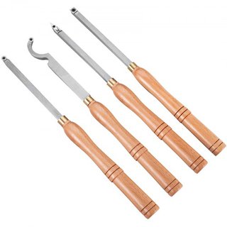 Herramientas de Torneado de Madera para Torno Set de 4 Piezas, Herramientas de Torno de Carburo con Cortadores en Forma de Diamante, Redondos, Cuadrados, Cinceles de Torno con Mangos de Agarre Cóm...