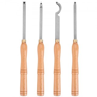Herramientas de Torneado de Madera para Torno Set de 4 Piezas, Herramientas de Torno de Carburo con Cortadores en Forma de Diamante, Redondos, Cuadrados, Cinceles de Torno con Mangos de Agarre Cóm...
