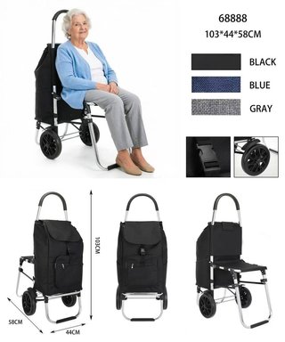 Carrito con Asiento Plegable