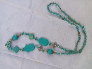Collana lunga etnica turchese 80cm