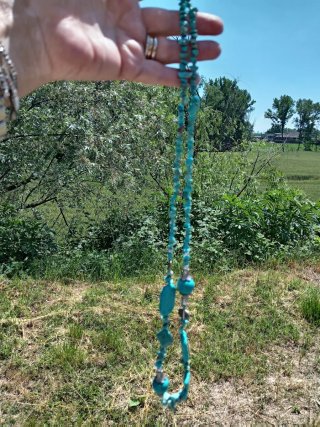 Collana lunga etnica turchese 80cm