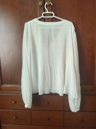 Camisa Zara Blanca Plisada