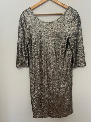 Vestido de fiesta lentejuelas dorado y plateado