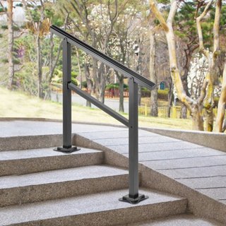 Pasamanos Exterior 74.8 kg Capacidad Pasamanos Escaleras Exteriores Pasamanos de Aluminio 91.4x88.9 cm Barandilla de Escalera Exterior Rango Transicional de 0 a 50° Pasamanos de Escalera que se Aj...