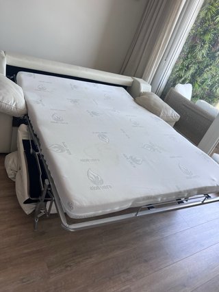Sofá Cama Polipiel Beige Apertura Italiana