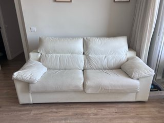 Sofá Cama Polipiel Beige Apertura Italiana