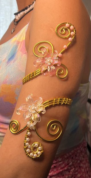 Bracciale braccio arm cuff oro rosa fiori
