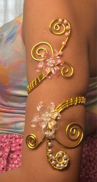 Bracciale braccio arm cuff oro rosa fiori