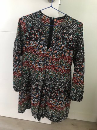 Mono Zara floral negro multicolor