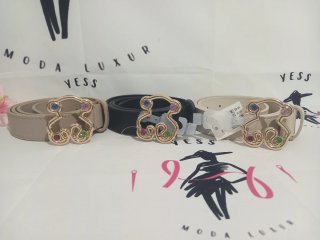Cinturones Mujer Beige y Leopardo con Hebilla