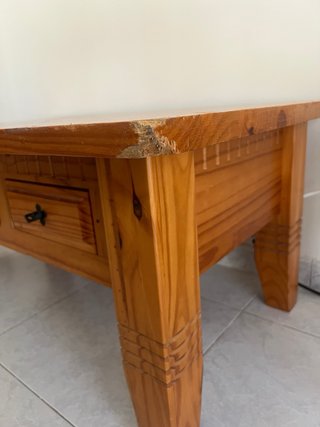 Mesa de centro madera maciza con cajones