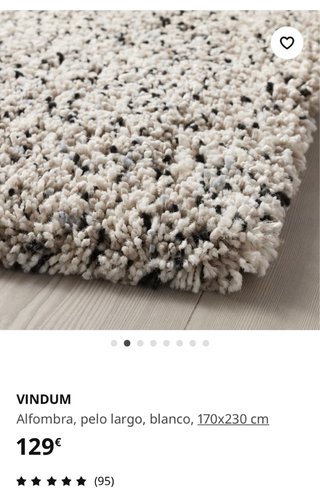 Alfombra IKEA VINDUM Pelo Largo Negra y Blanca