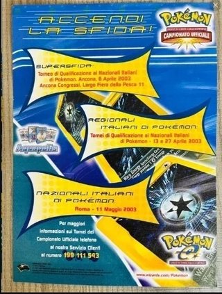 1 Locandina 13x18cm 2003 Pokémon Campionato Italia