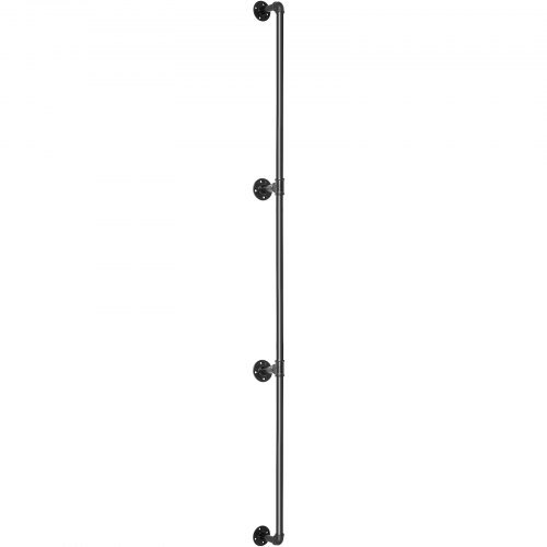 Pasamanos de Escalera de Tubo, Pasamanos de Escalera de 274.3 cm, Pasamanos de Tubo de Acero Carbono con Capacidad de Carga de 199.6 kg, Pasamanos de Tubo Industrial con Soporte de Montaje en Pare...