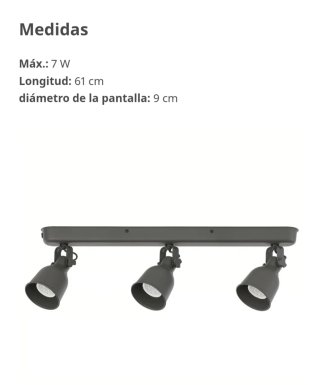 Lámpara HEKTAR de techo 3 focos gris oscuro