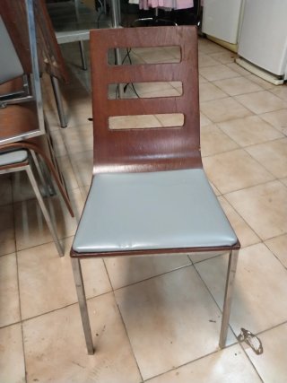 Silla madera y metal gris/marrón