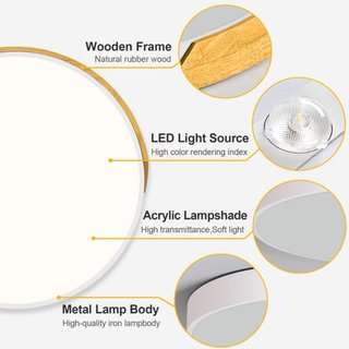 Plafoniera LED Qamra Bianca Legno