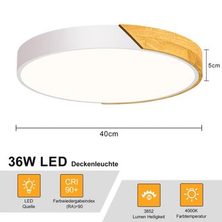 Plafoniera LED Qamra Bianca Legno