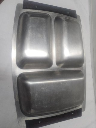 Vassoio Portata Diviso Legno Metallo