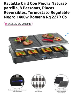 Bomann Raclette Grill 2 en 1 RG 2279 CB