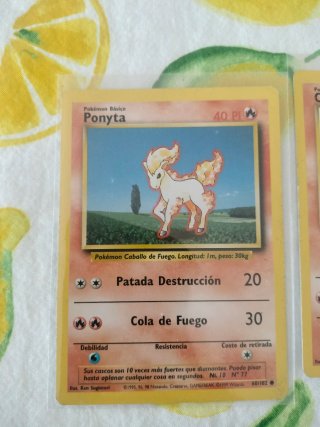 Set 3 Cartas Pokémon Base Set: Ponyta, Growlithe,