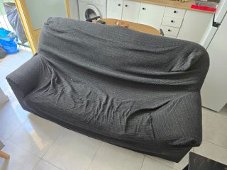 Sofá 3 plazas con funda gris